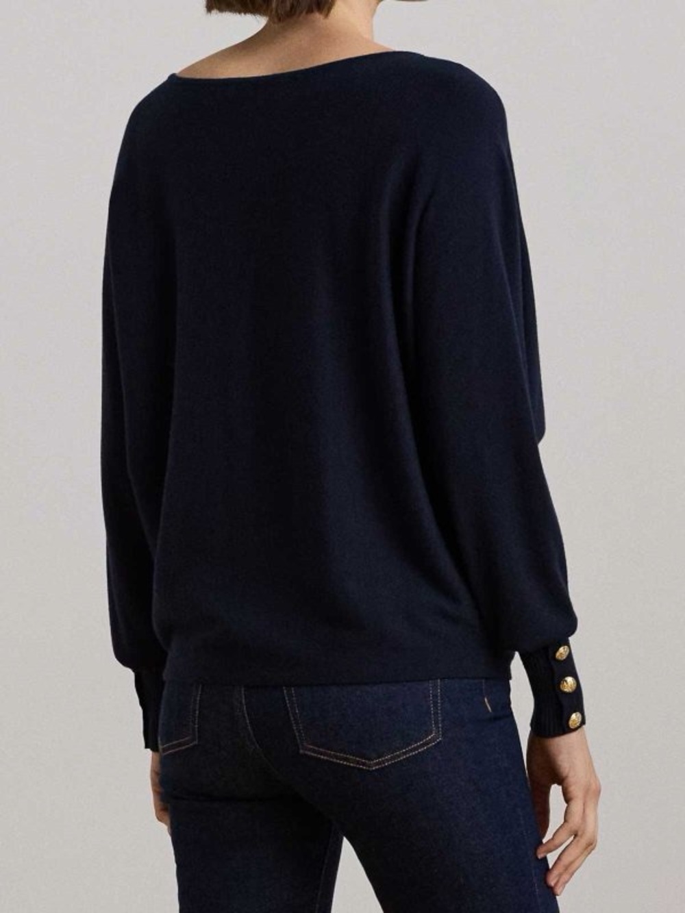Lauren Ralph Lauren Women's Cotton-Blend Dolman-Sleeve Sweater Navy M - Picture 2 of 11